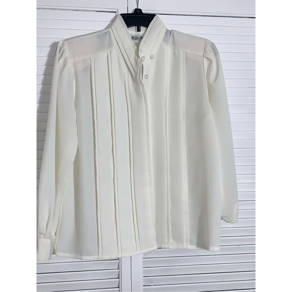 ‎Vintage Chiffon Sheer Secretary Blouse 6P